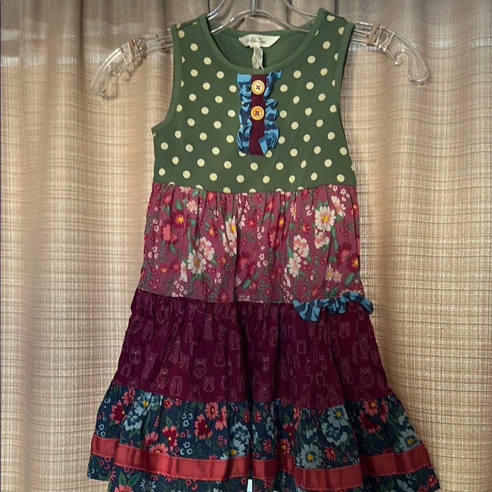 Colorful Matilda Jane Kids Dress with Polka Dots and Floral Patterns